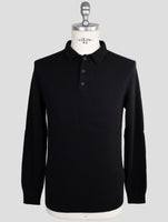 Kiton Knt Black Virgin Wool Sweater Polo