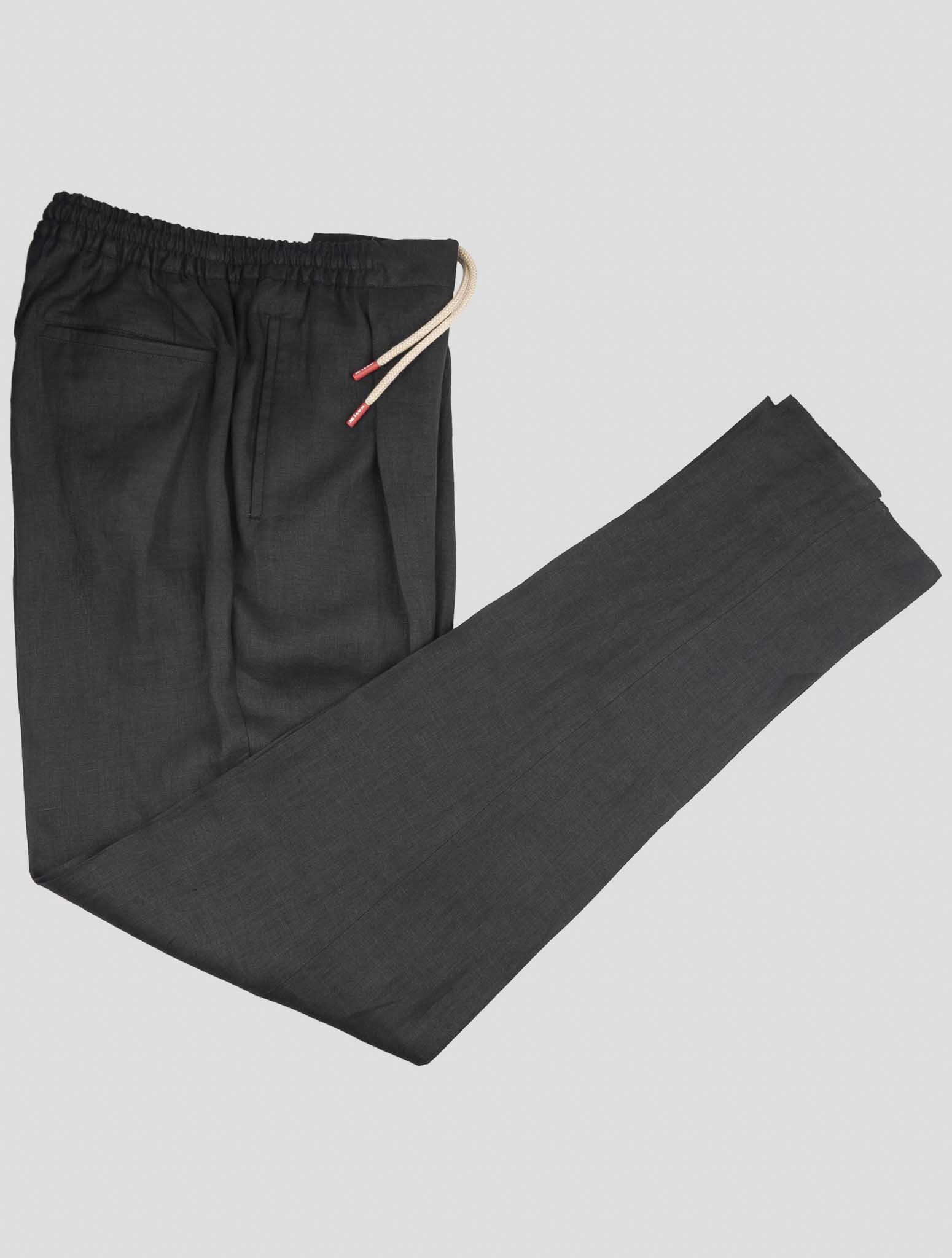 Kiton Knt Black Linen Pant