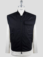 Kiton Knt Black Cotton Coat Gilet