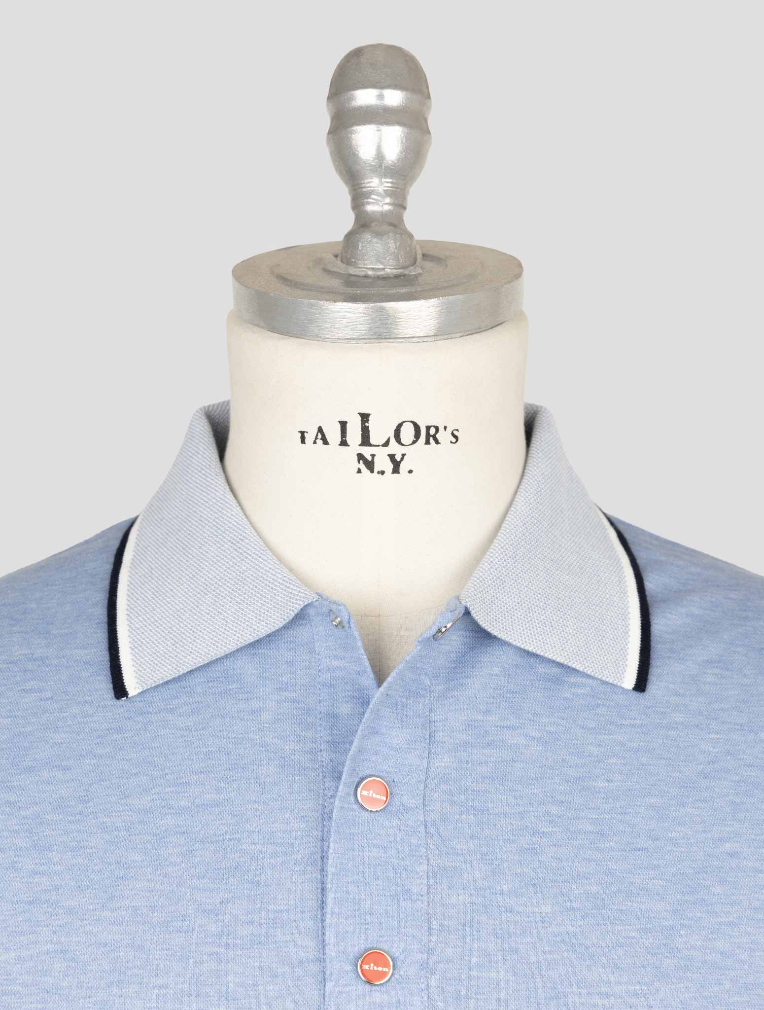 Kiton Light Blue Cotton Polo