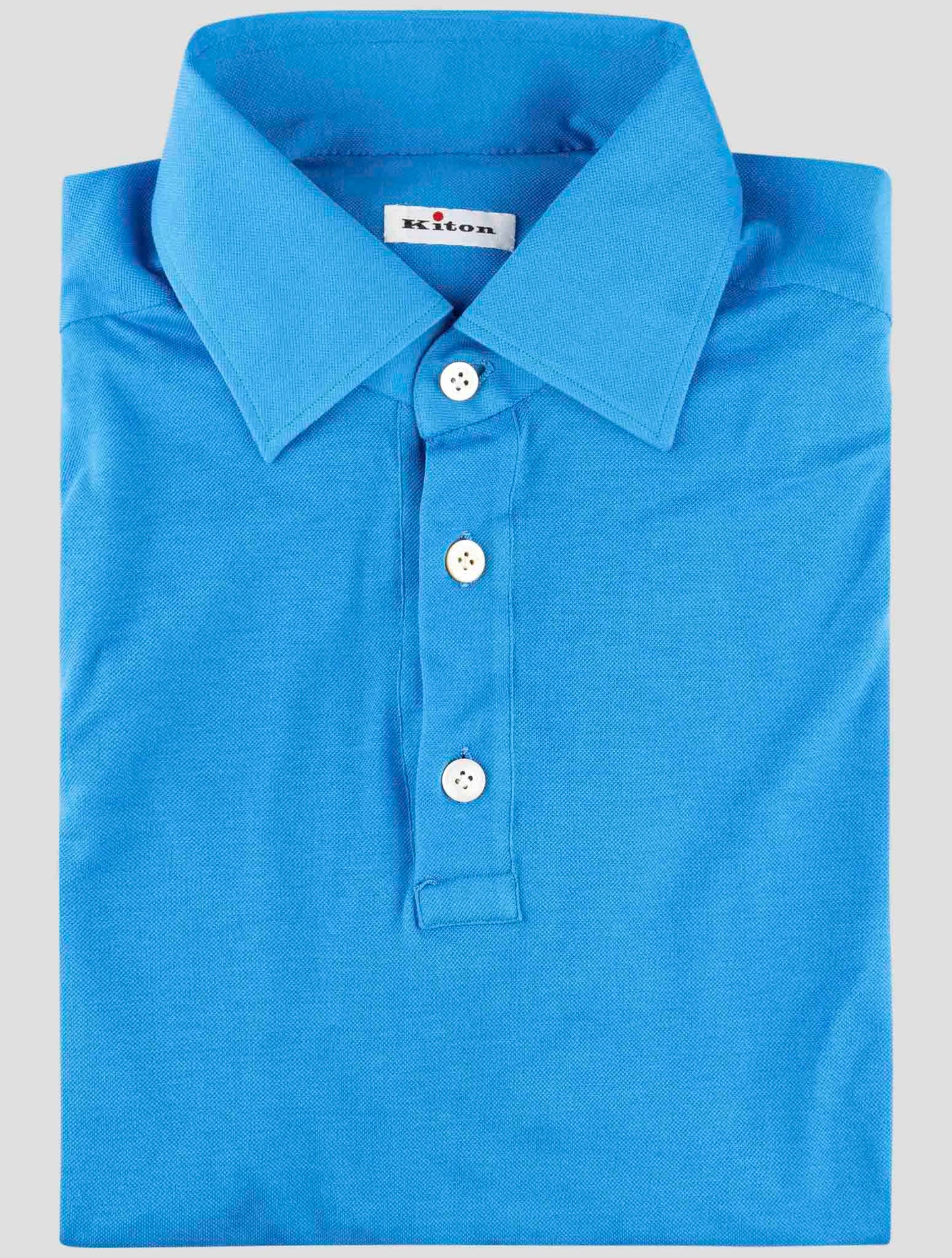 Kiton Blue Cotton Polo