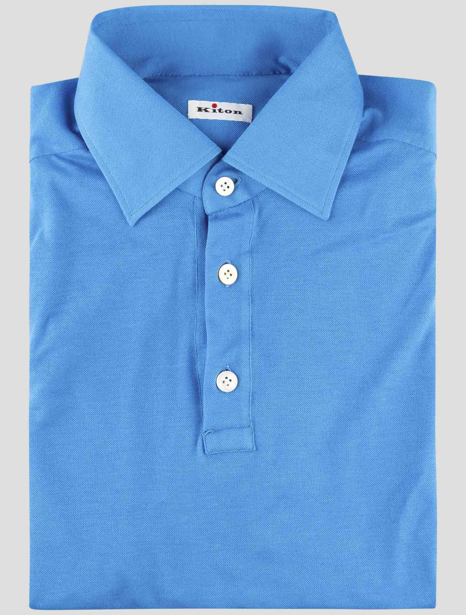 Kiton Blue Cotton Polo