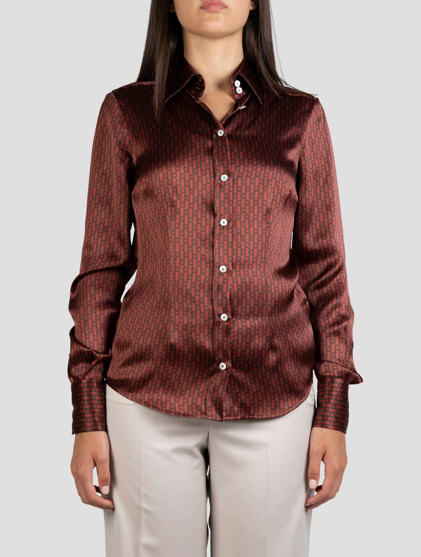 Kiton Burgundy Silk Shirt