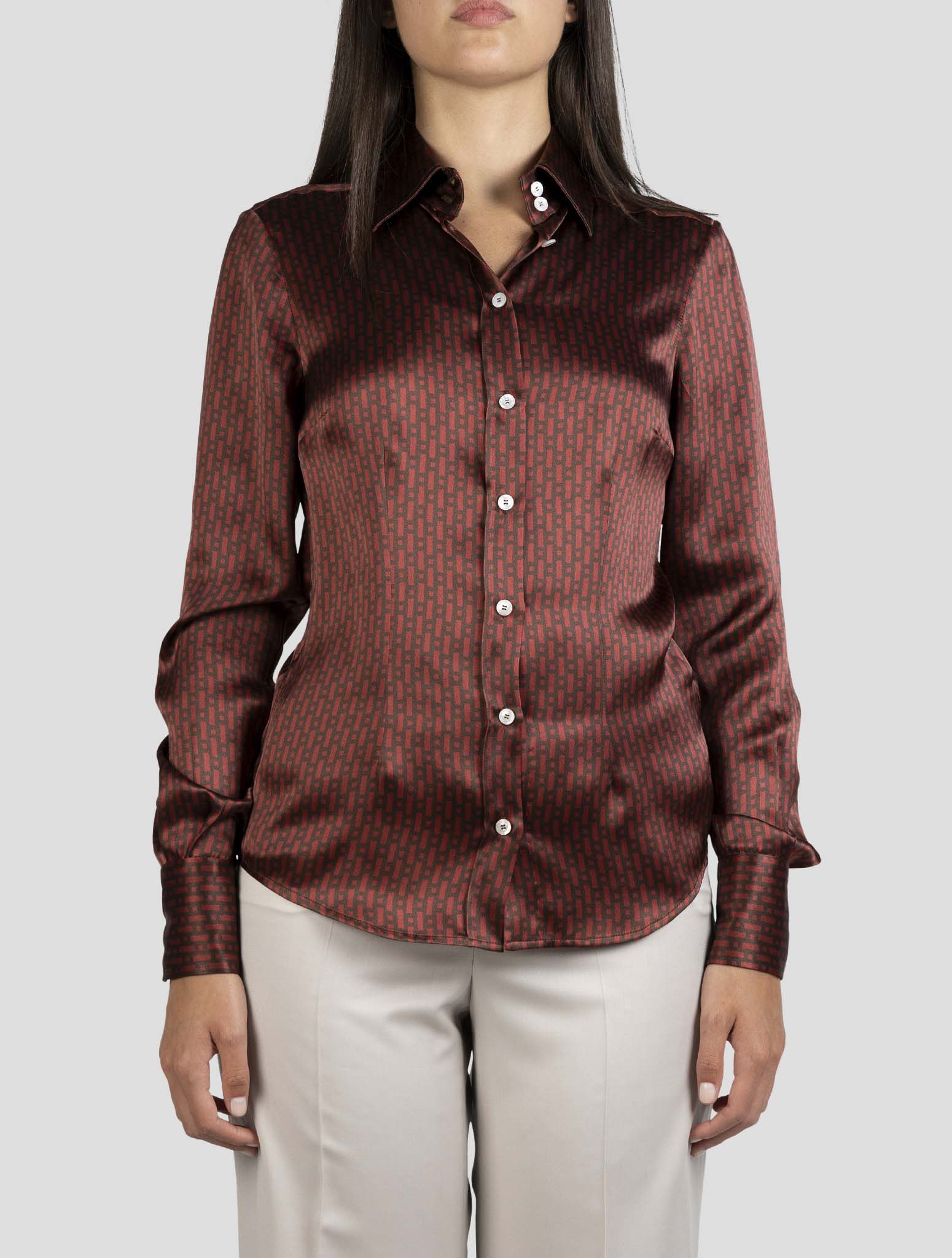 Kiton Burgundy Silk Shirt