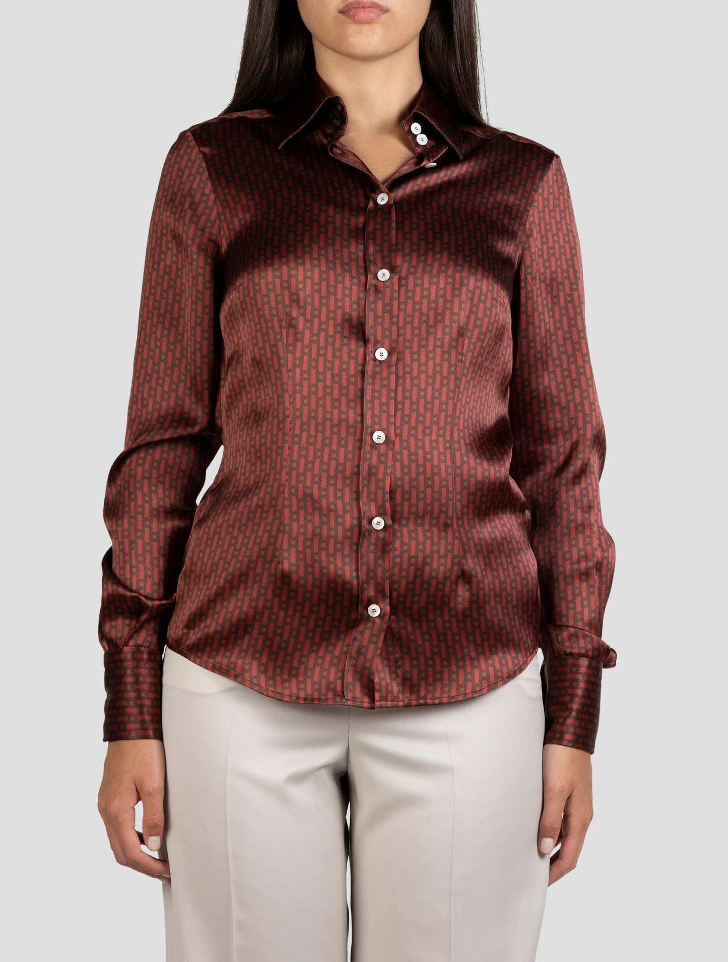 Kiton Burgundy Silk Shirt