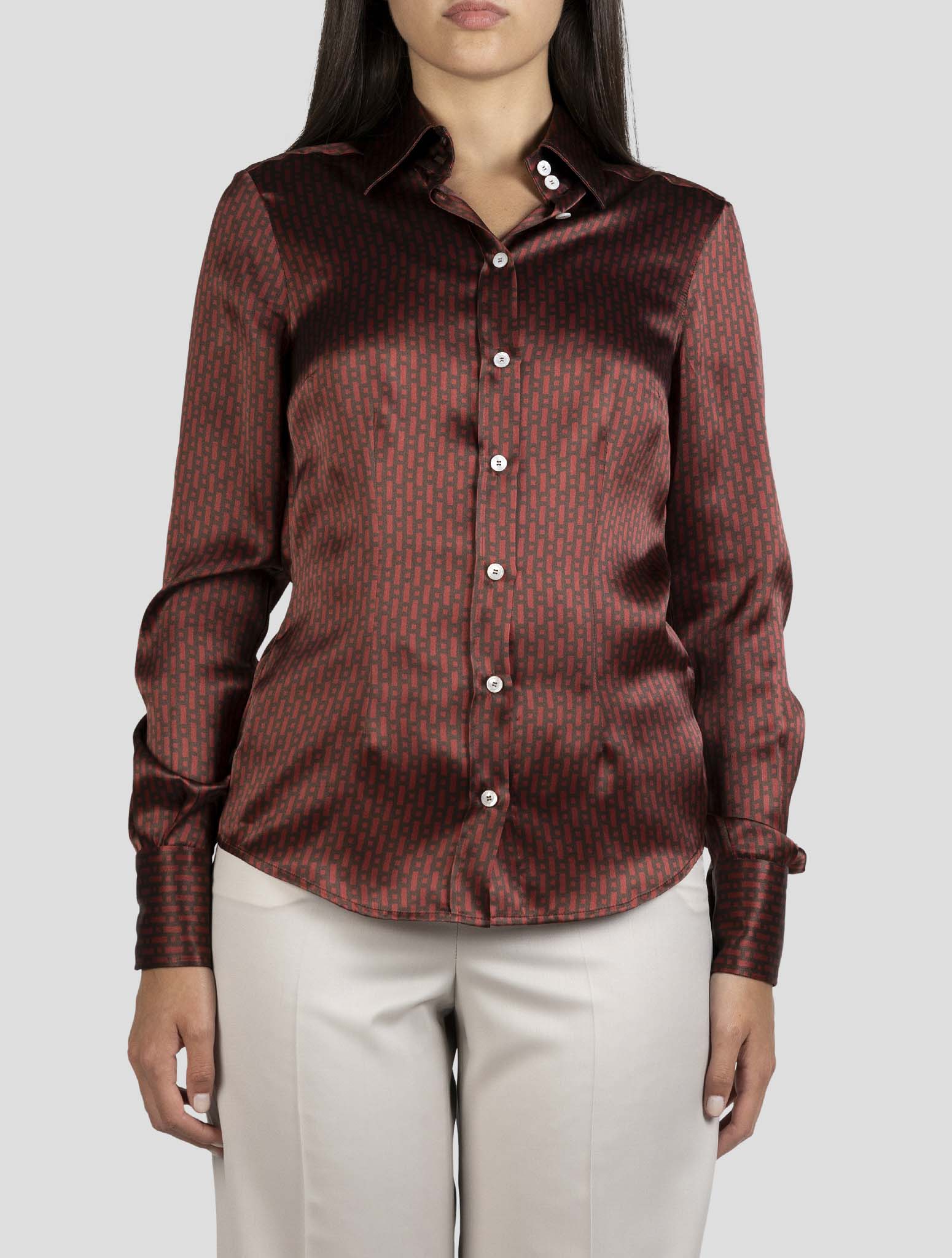 Kiton Burgundy Silk Shirt