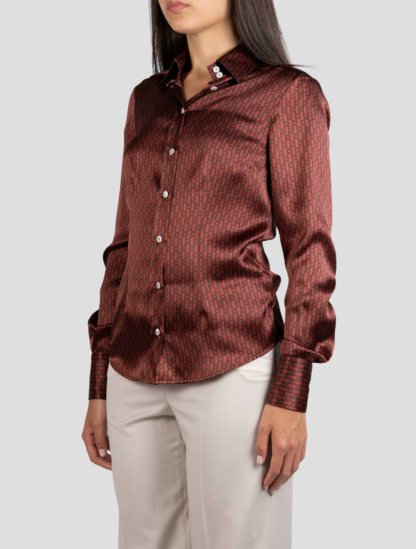 Kiton Burgundy Silk Shirt
