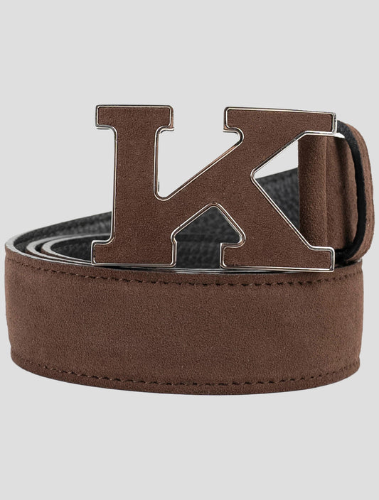 Kiton Brown Leather Suede Belt