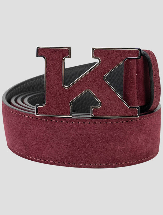 Kiton Burgundy Leather Suede Belt