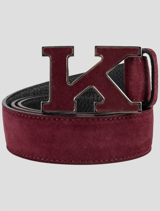 Kiton Burgundy Leather Suede Belt