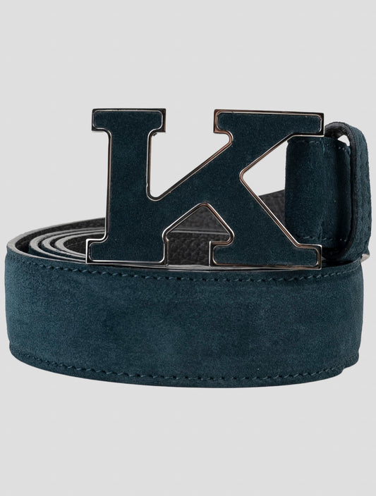 Kiton Blue Leather Suede Belt