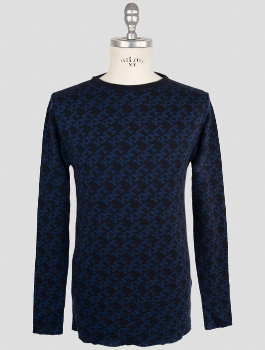 Kiton Knt Dark Blue Cotton Sweater Crewneck
