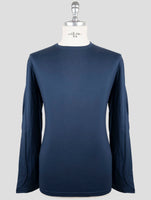 Kiton Blue Cotton Cashmere Sweater Crewneck