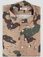Kiton Green Linen Korean Shirt