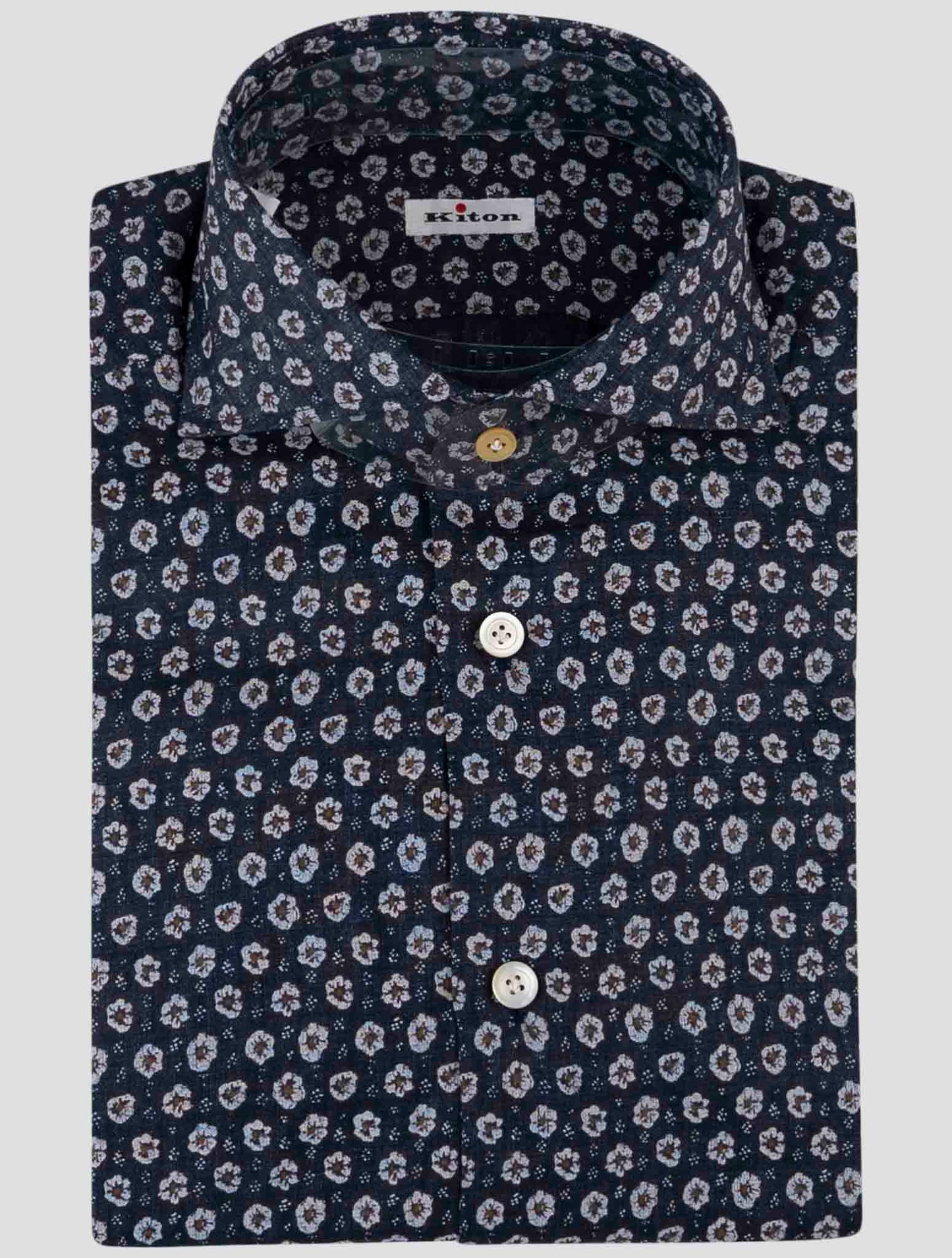 Kiton Blue Linen Shirt