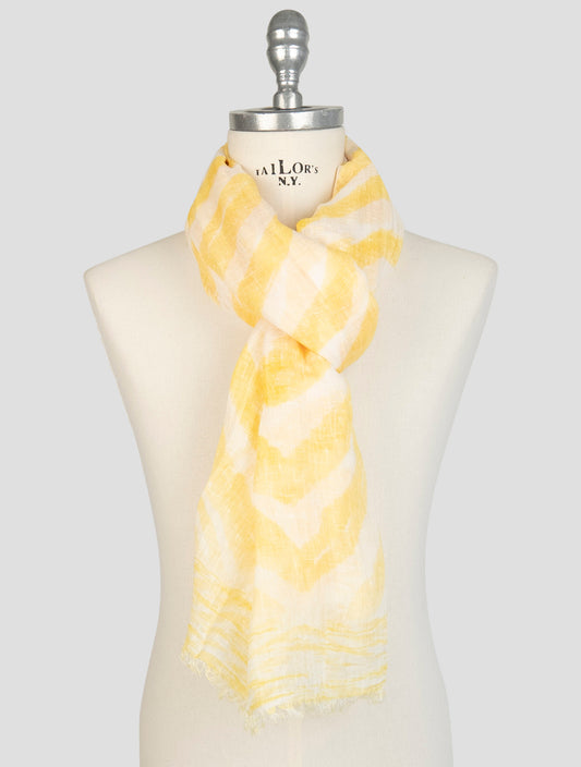 Kiton Yellow White Linen Scarf