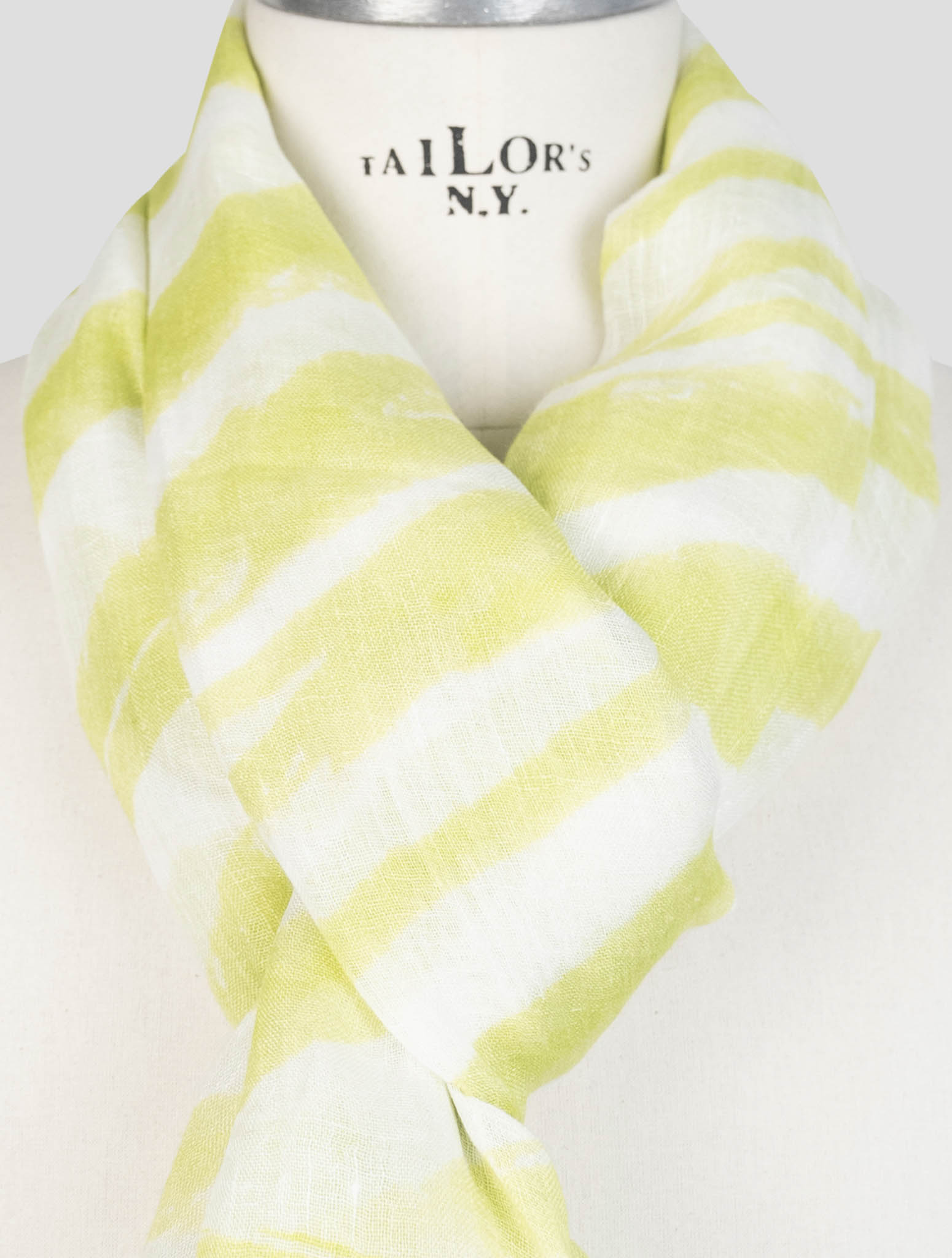 Kiton Green Linen Scarf