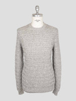 Kiton Gray Cotton Linen Sweater Crewneck