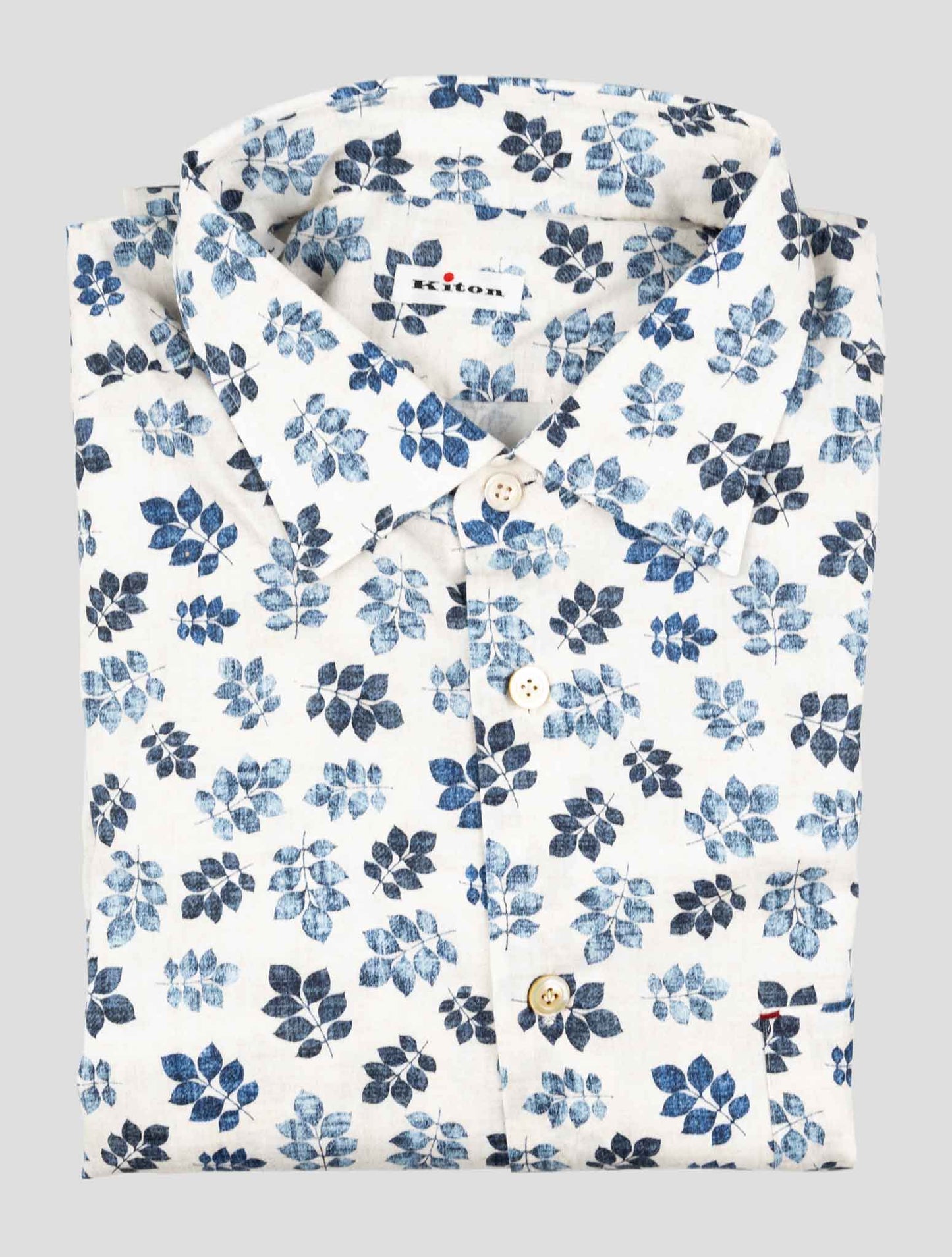 Kiton Blue White Cotton Shirt