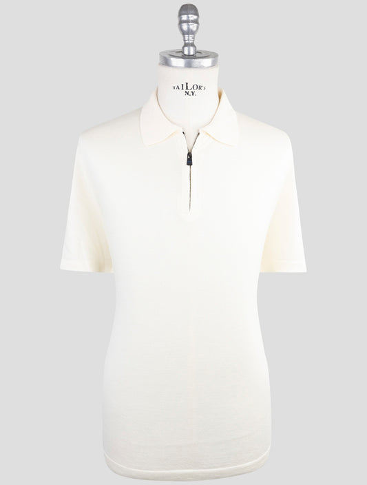 Kiton Knt  White Virgin Wool Silk Polo