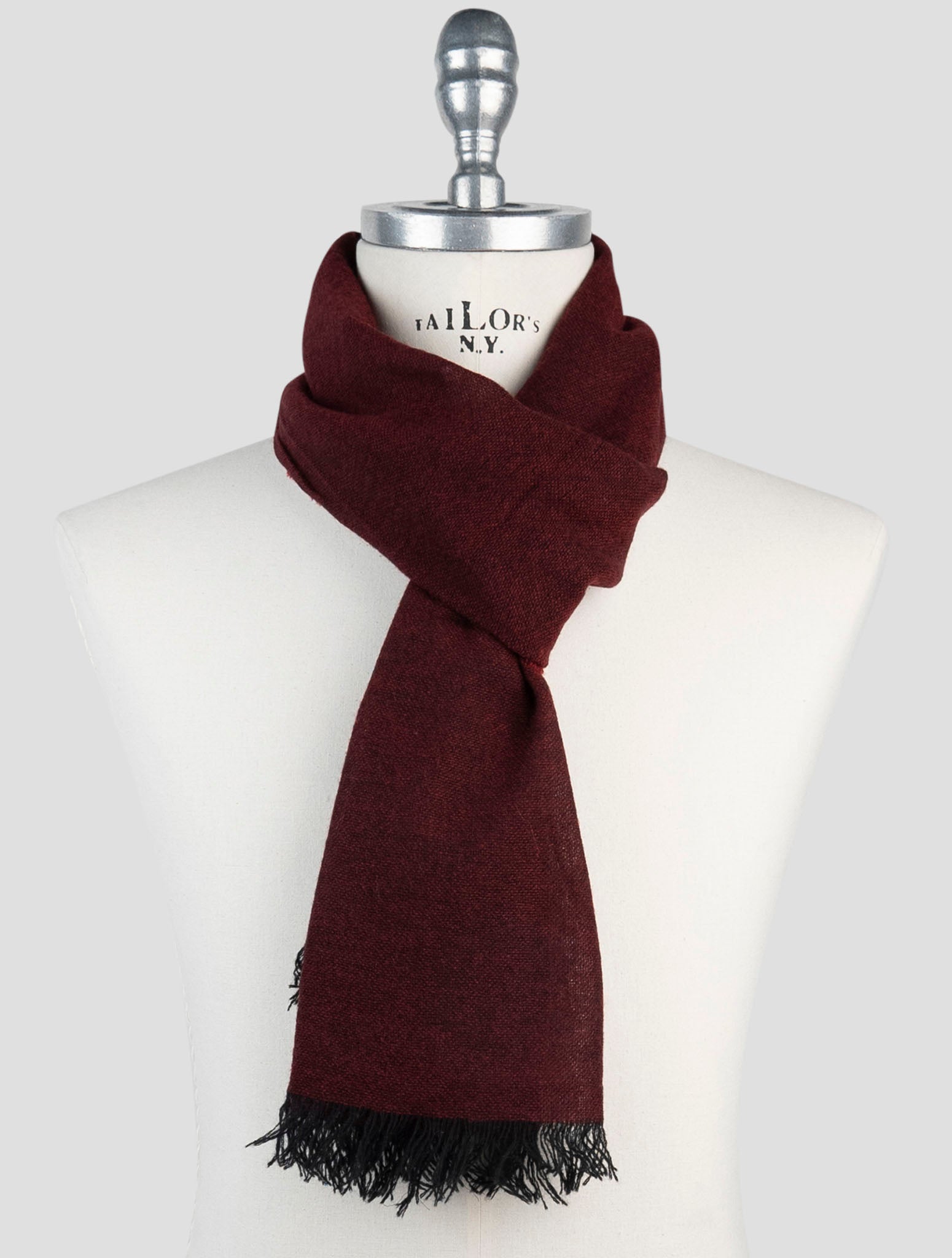Kiton Burgundy Cashmere Scarf