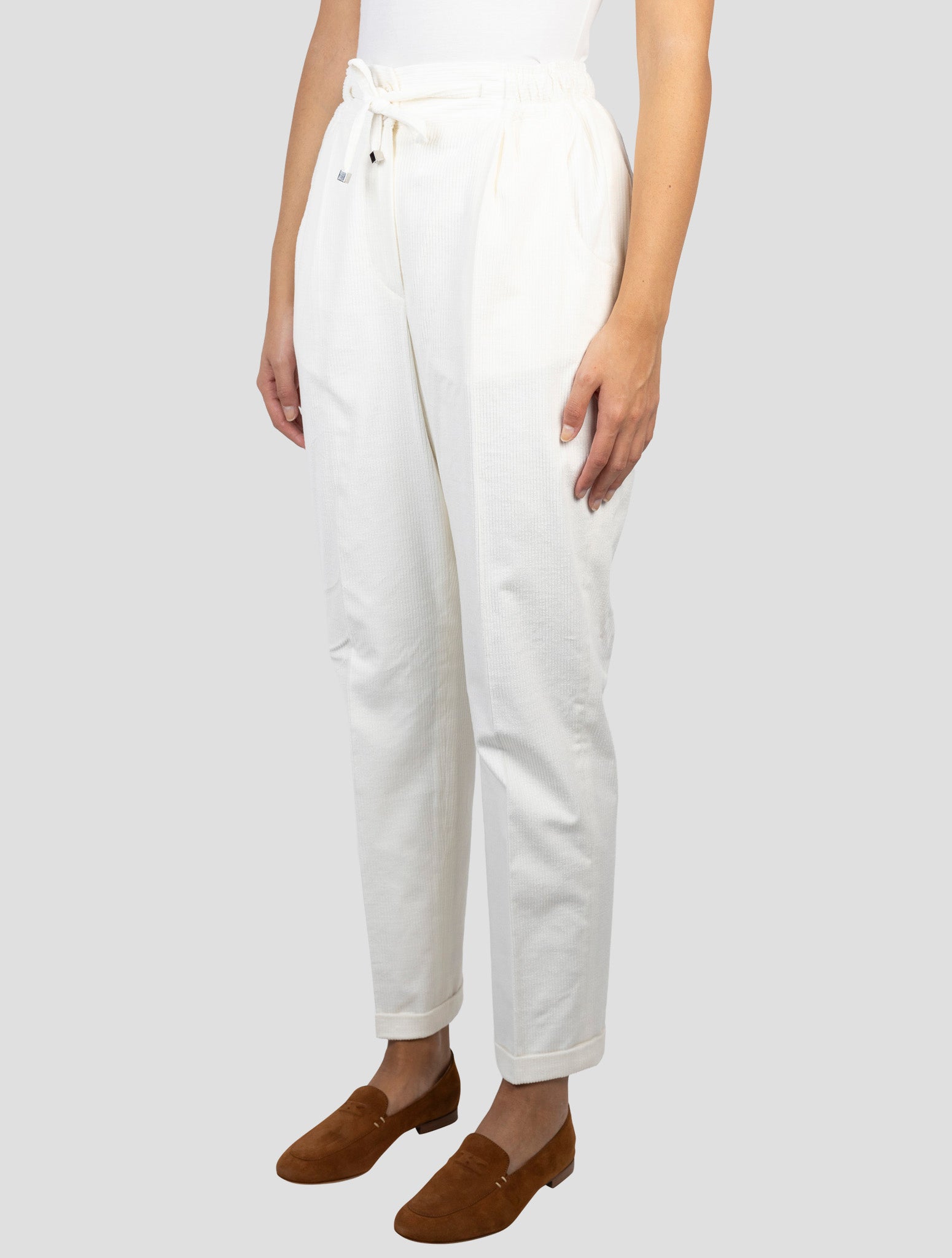 Kiton White Cotton Cashmere Ea Pants
