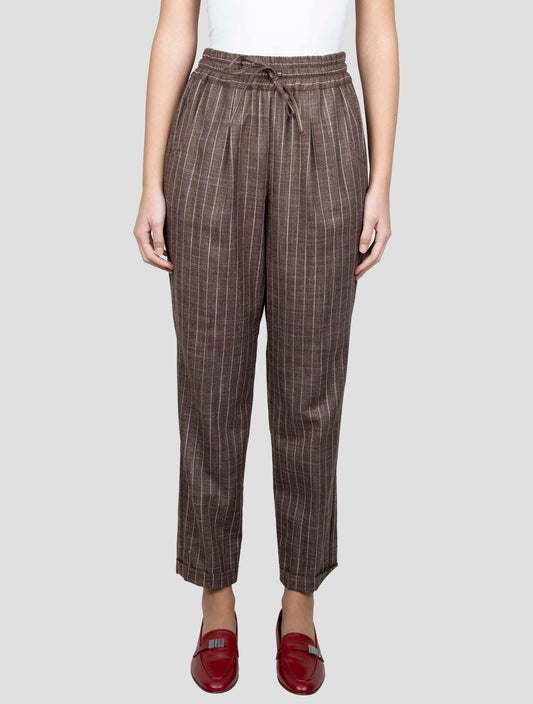 Kiton Brown Cashmere Virgin Wool Silk Linen Pants