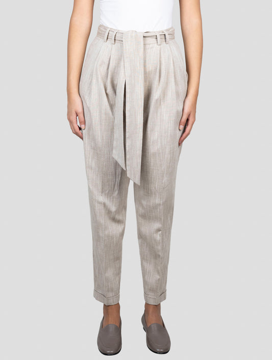 Kiton Beige Virgin Wool Cotton Silk Pa Ea Pants