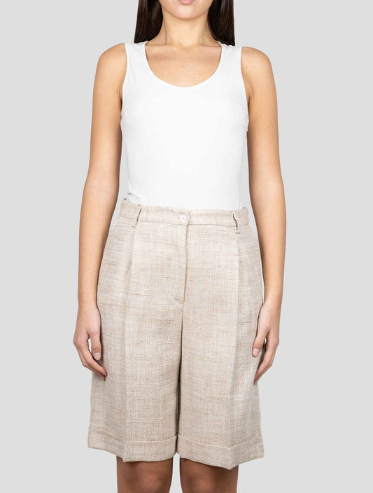 Kiton Beige Silk Linen Cotton Pl Short Pants