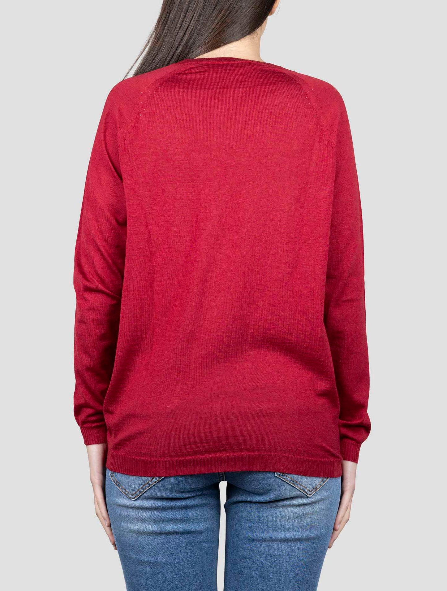 Kiton Burgundy Cashmere Silk Sweater V-Neck