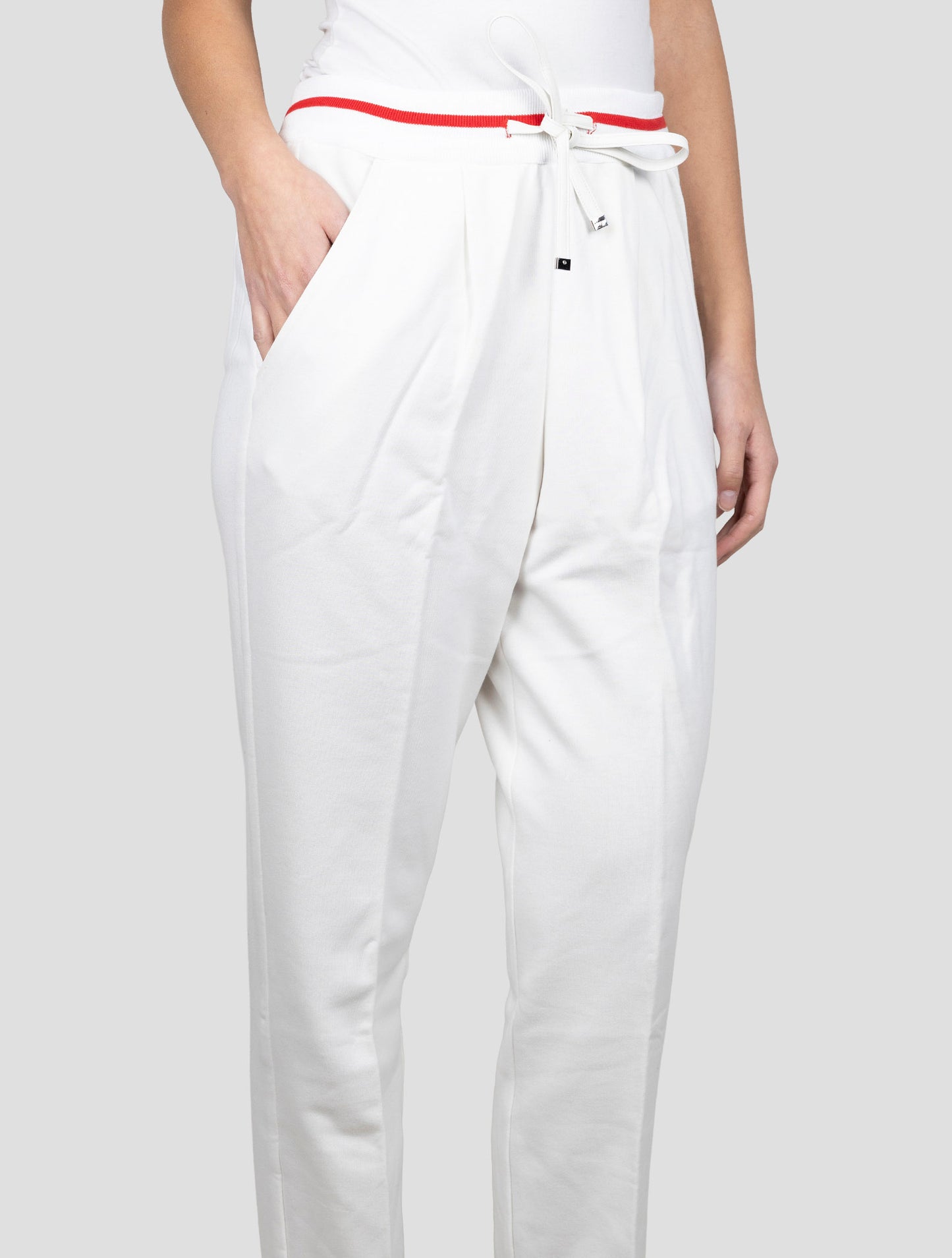 Kiton White Cotton Cashmere Pants