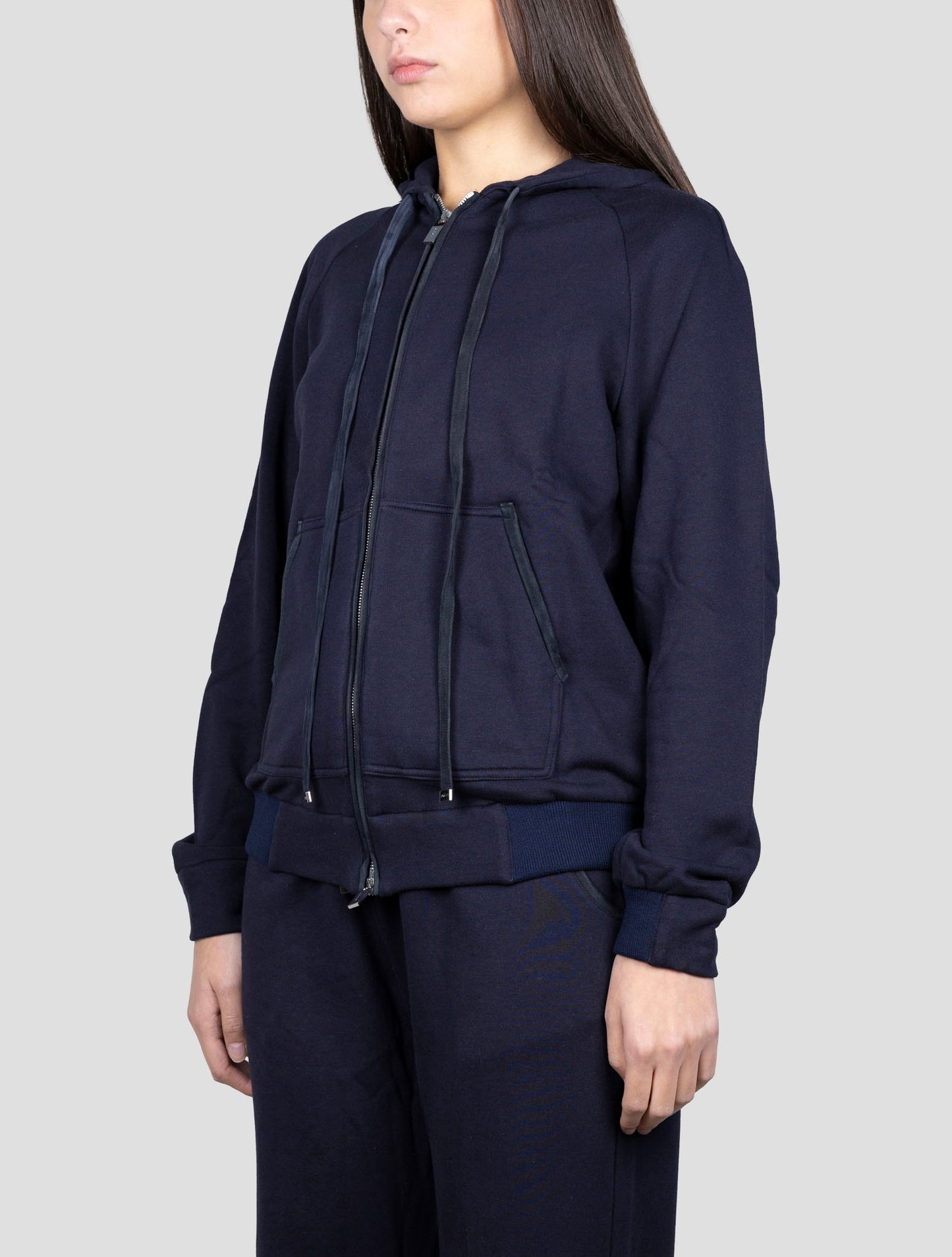 Kiton Blue Cotton Cashmere Sweater Hoodie