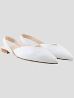 Kiton White Leather Slingback