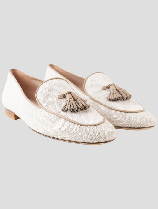 Kiton Beige Canvas Loafers