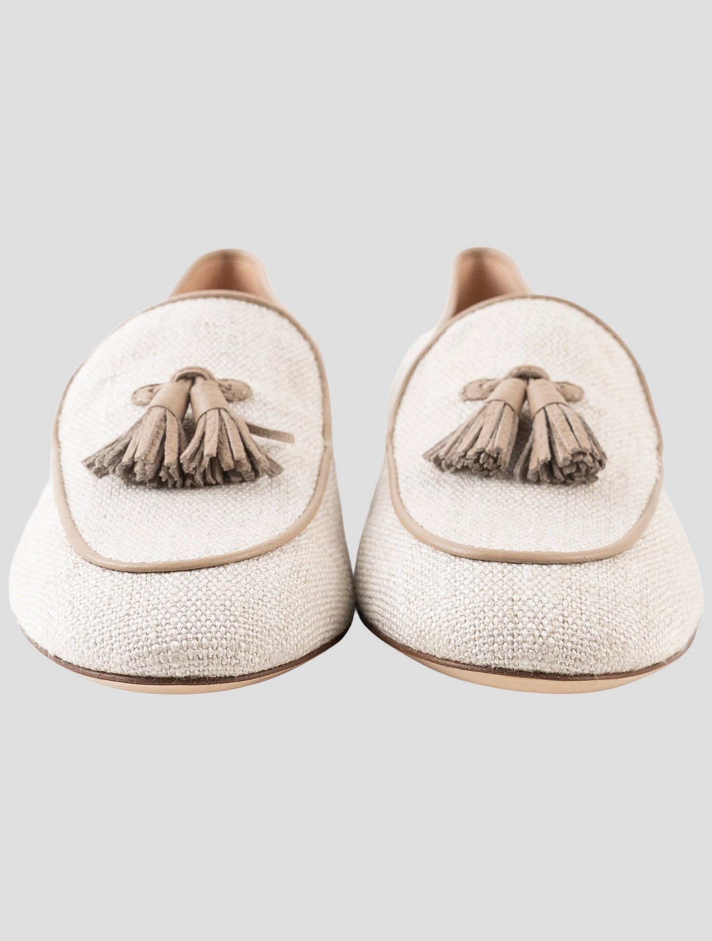 Kiton Beige Canvas Loafers