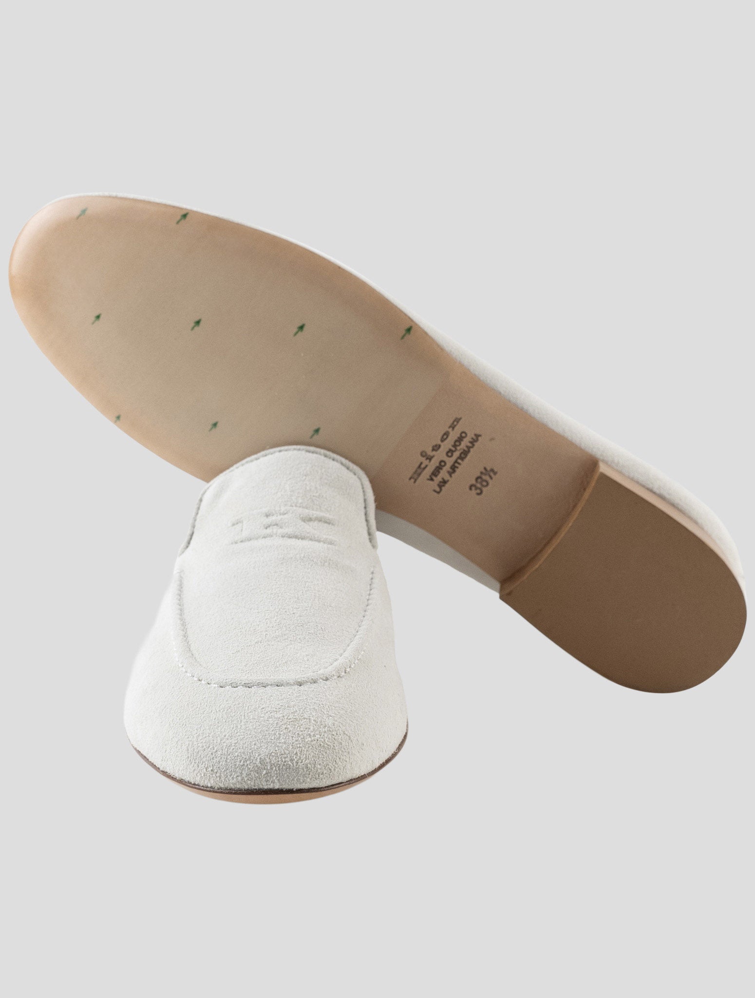 Kiton Beige Leather Suede  Loafers