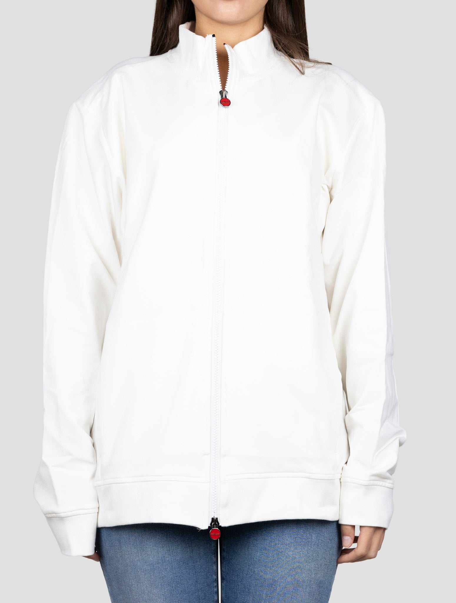 Kiton White Cotton Ea Sweater Full Zip