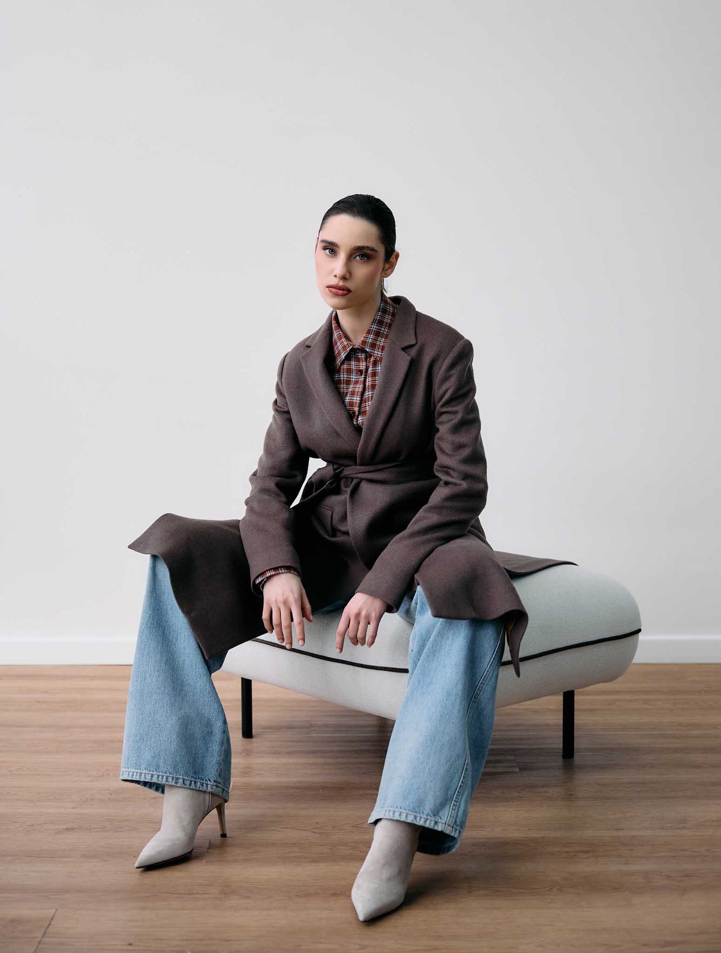 Kiton Taupe Cashmere Silk Overcoat