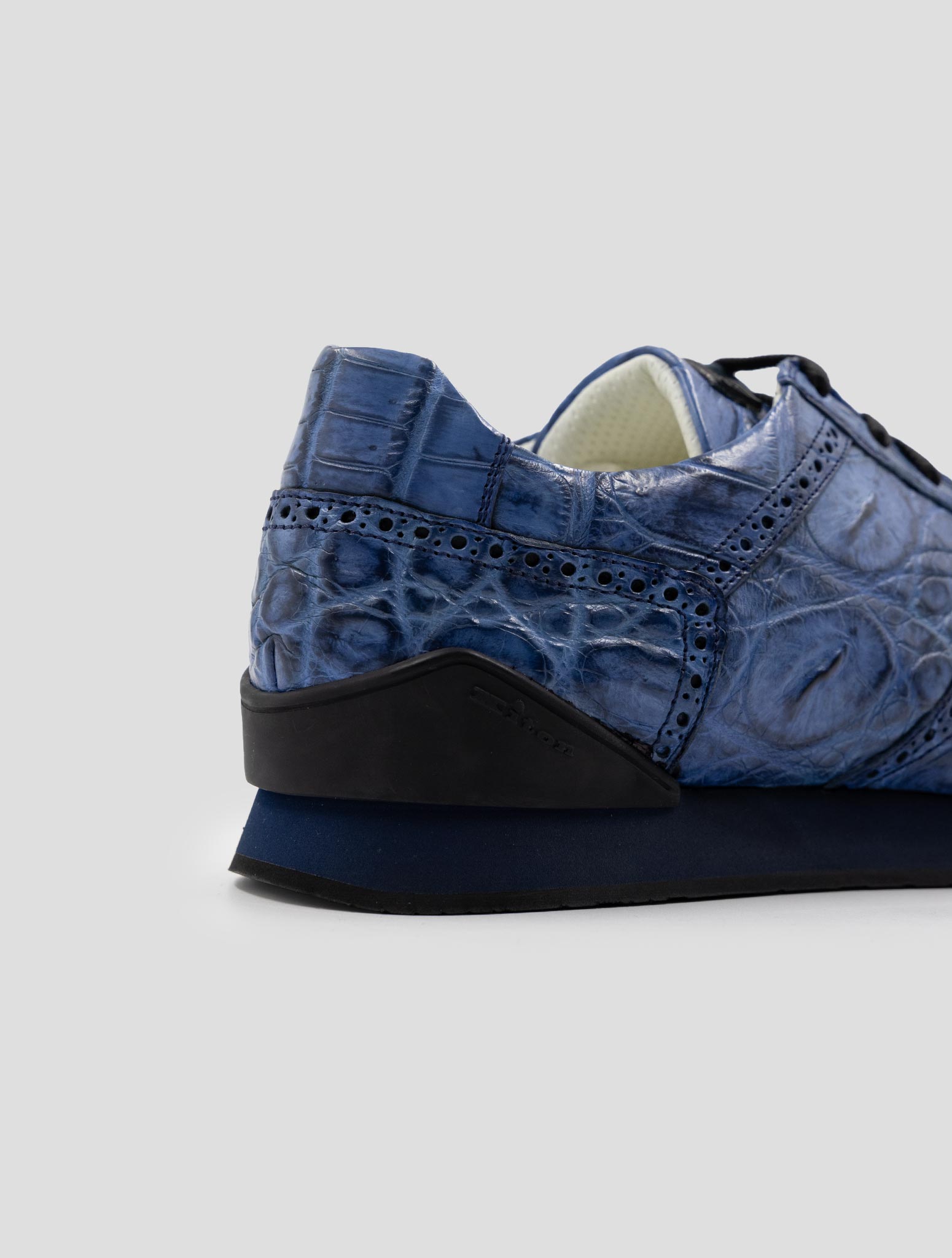 Kiton Blue Leather Crocodile Sneakers