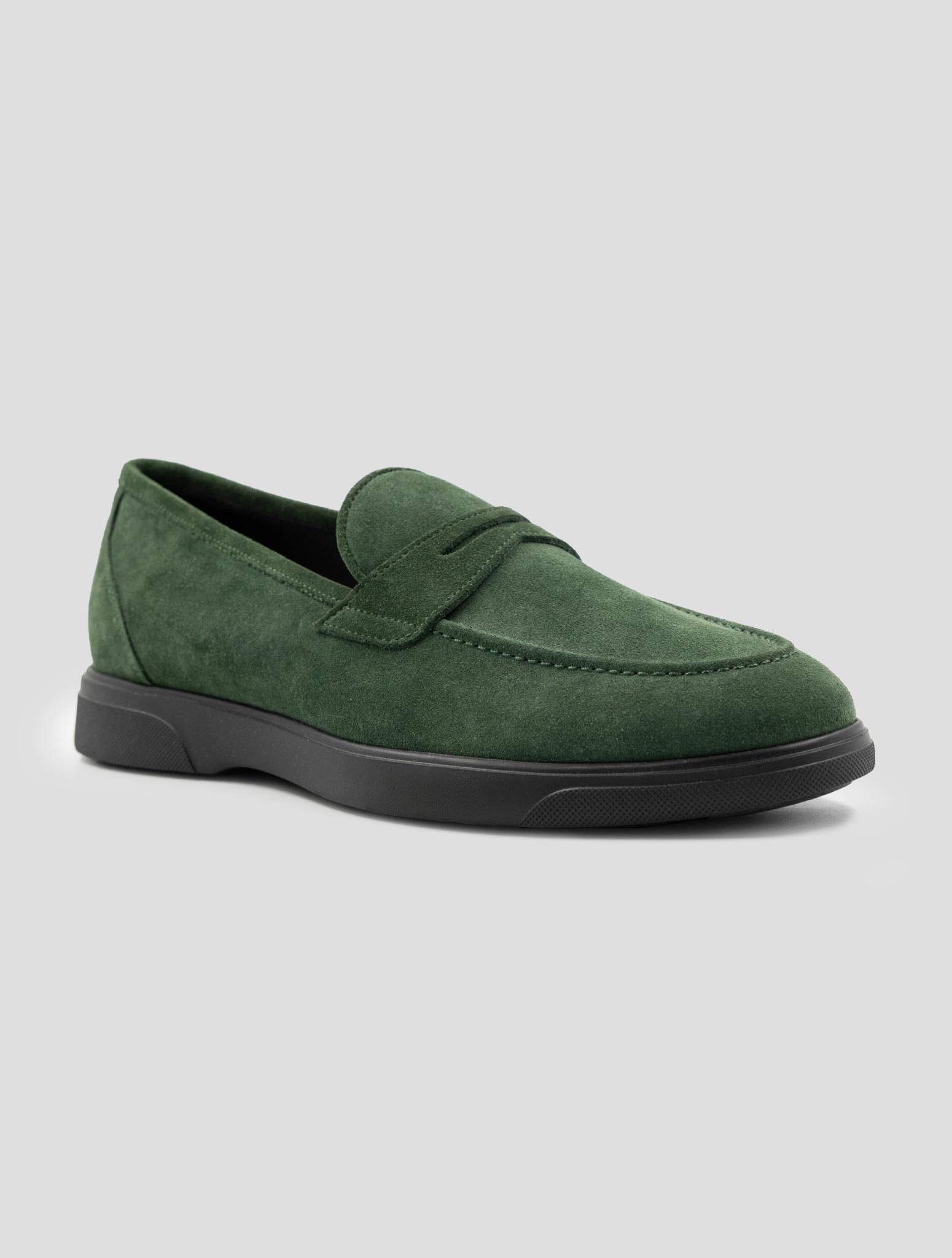 Kiton Green Leather Suede Loafers