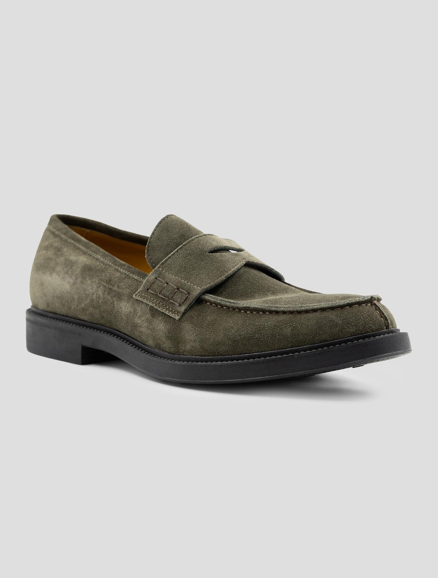 Kiton Green Leather Suede Loafers
