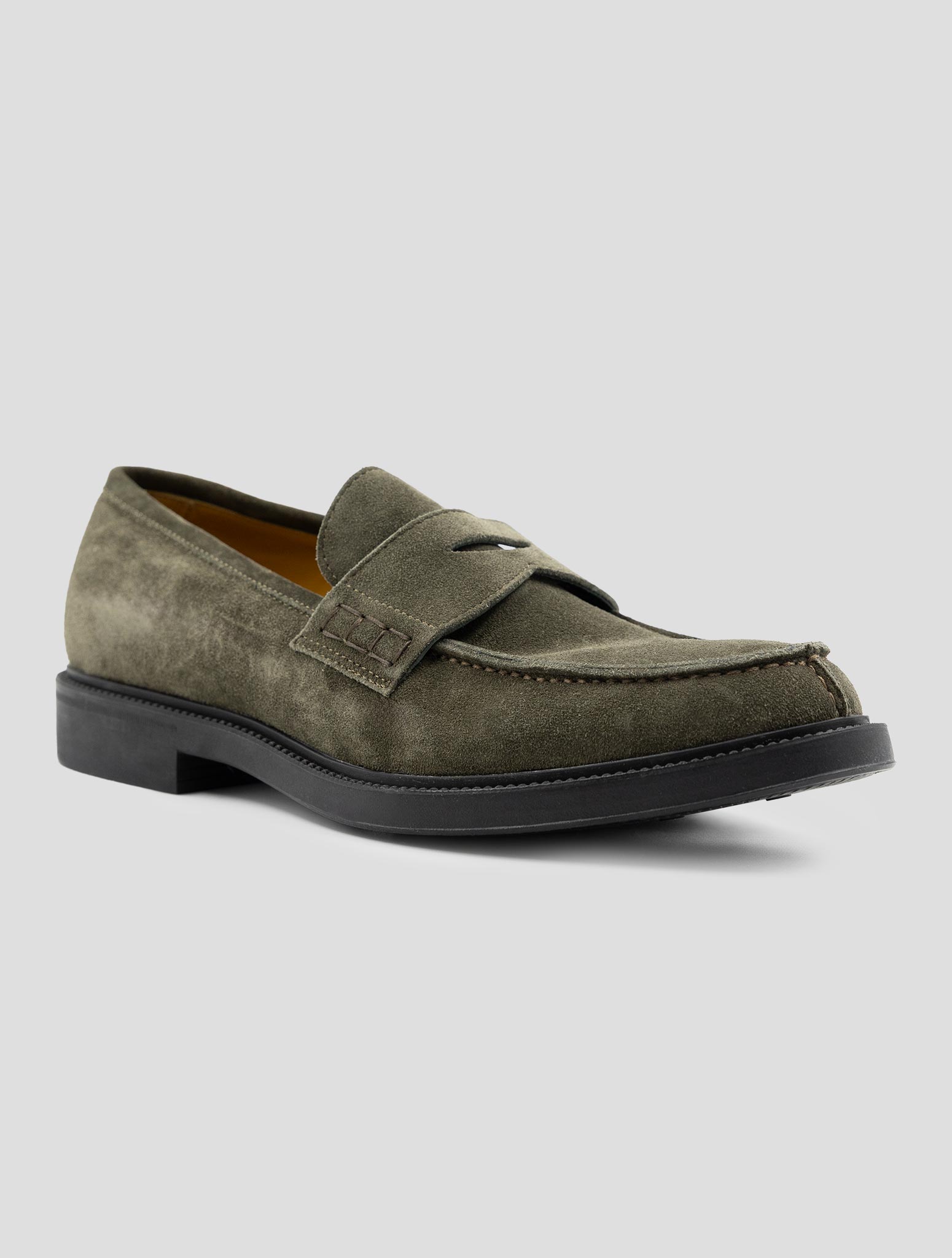 Kiton Green Leather Suede Loafers