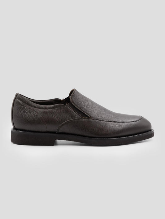 Kiton Brown Leather  With Fur Loafers