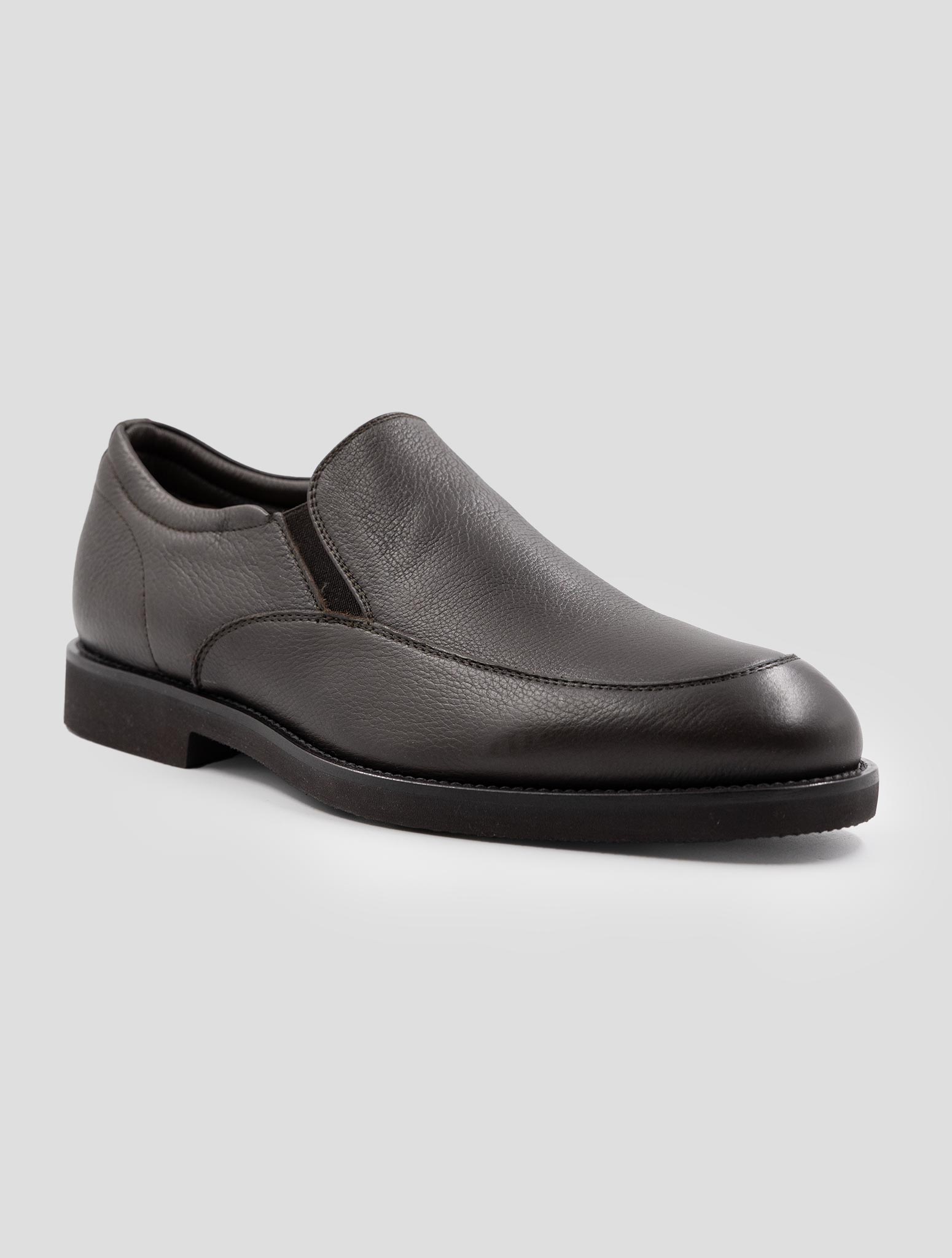 Kiton Brown Leather  With Fur Loafers