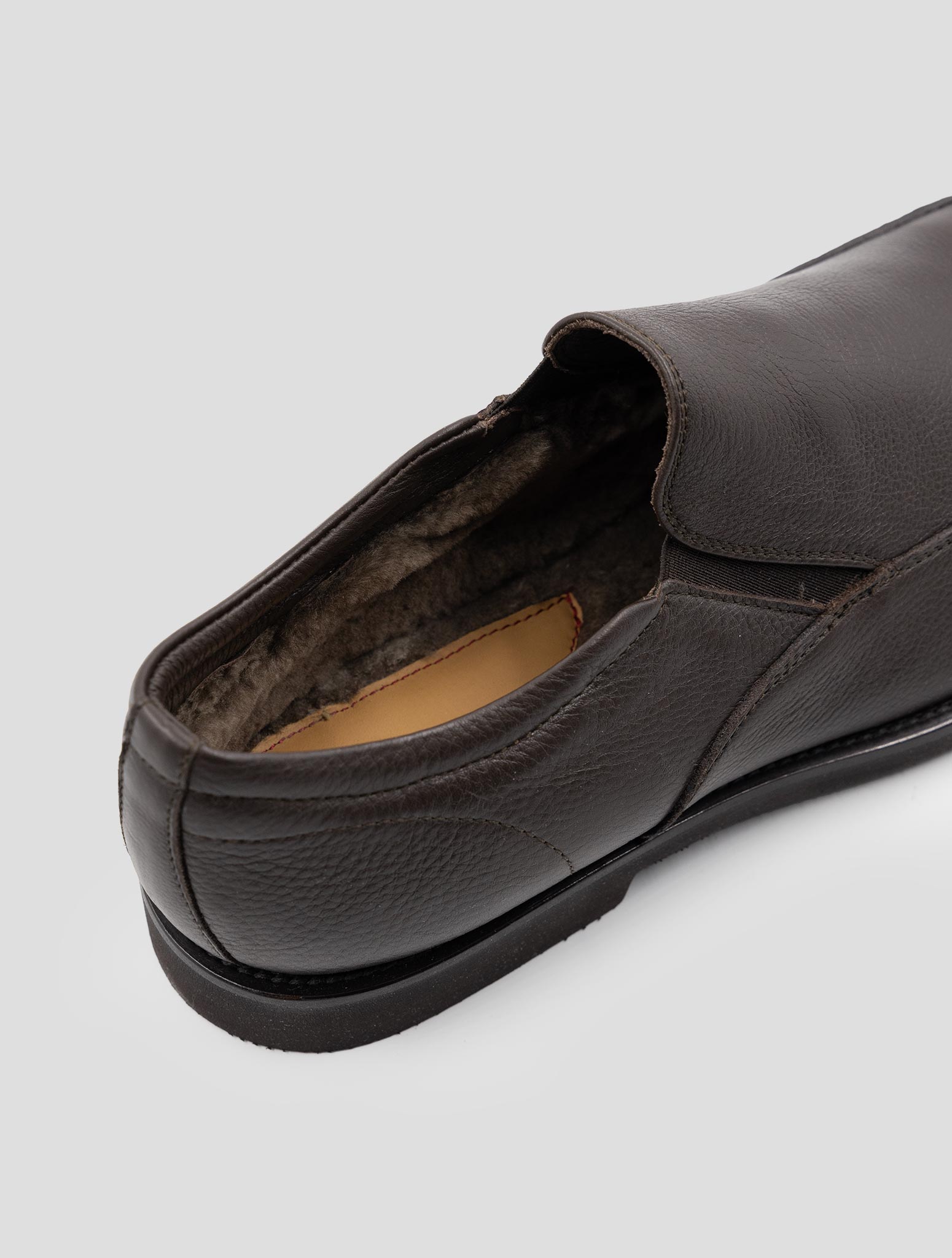 Kiton Brown Leather  With Fur Loafers