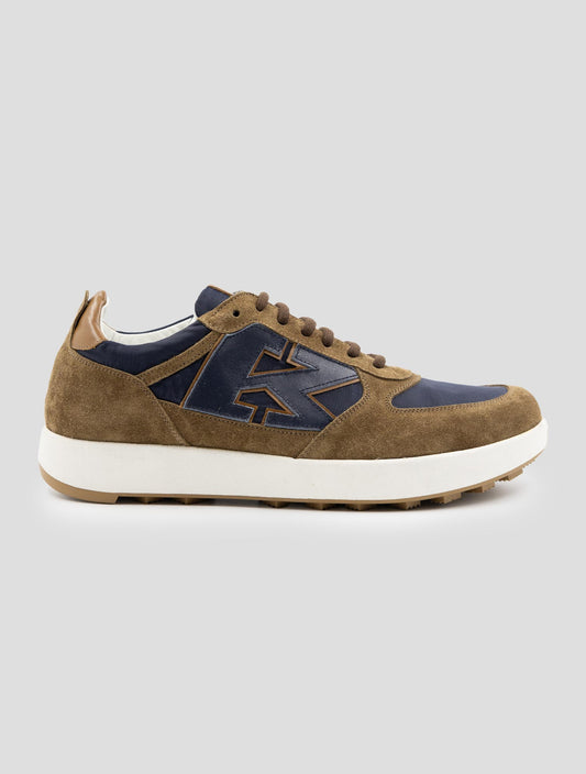 Kiton Brown Leather Suede Pl Sneakers