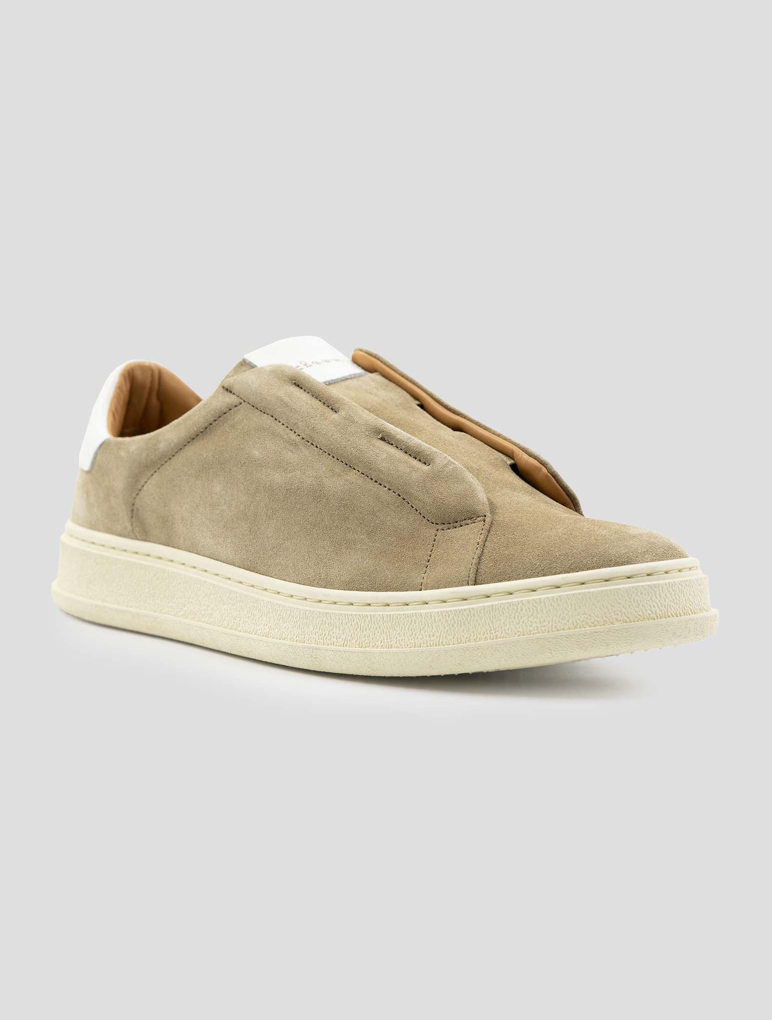 Kiton Beige Leather Suede Sneakers