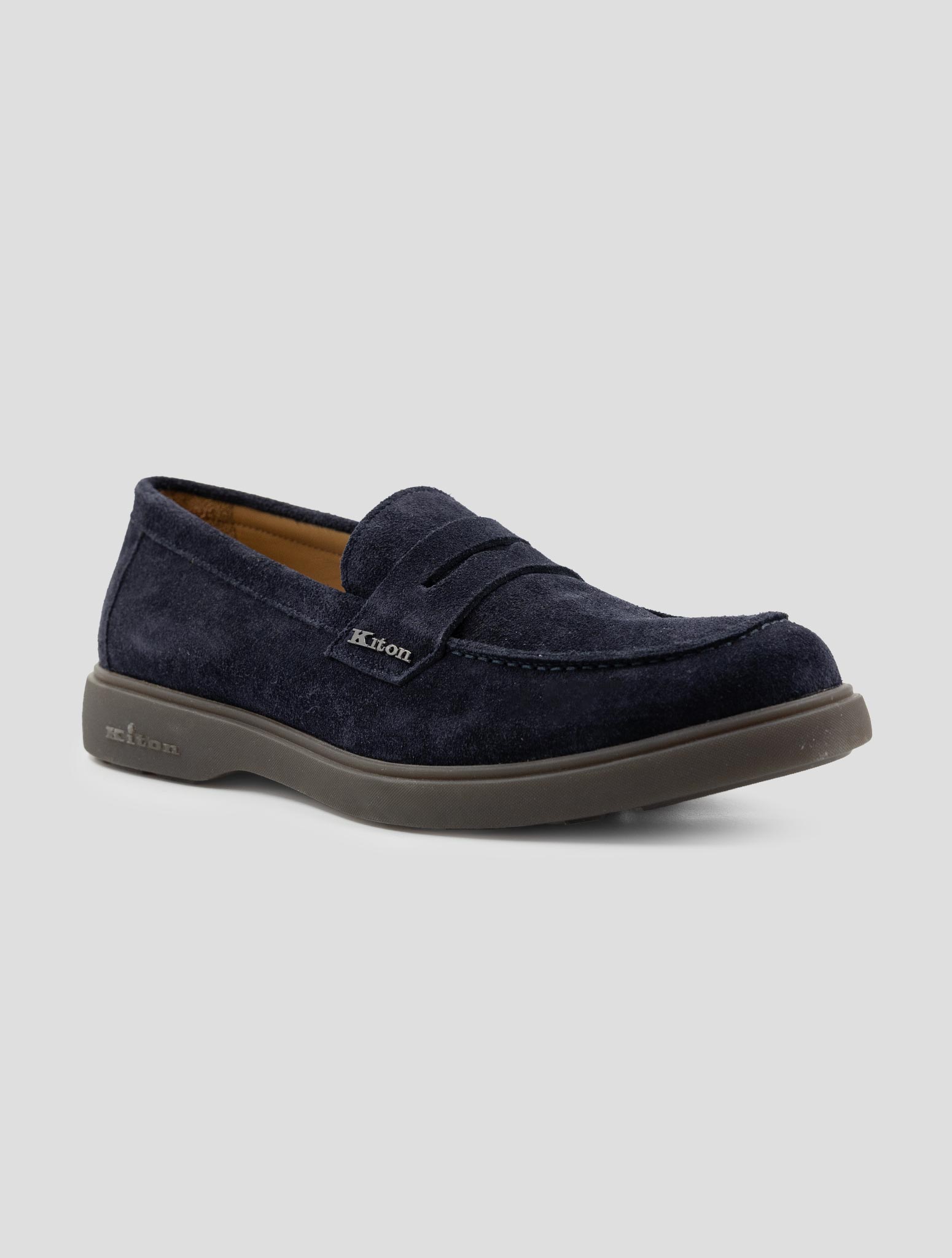Kiton Blue Leather Suede Leather