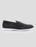 Kiton Gray Leather Suede Loafers