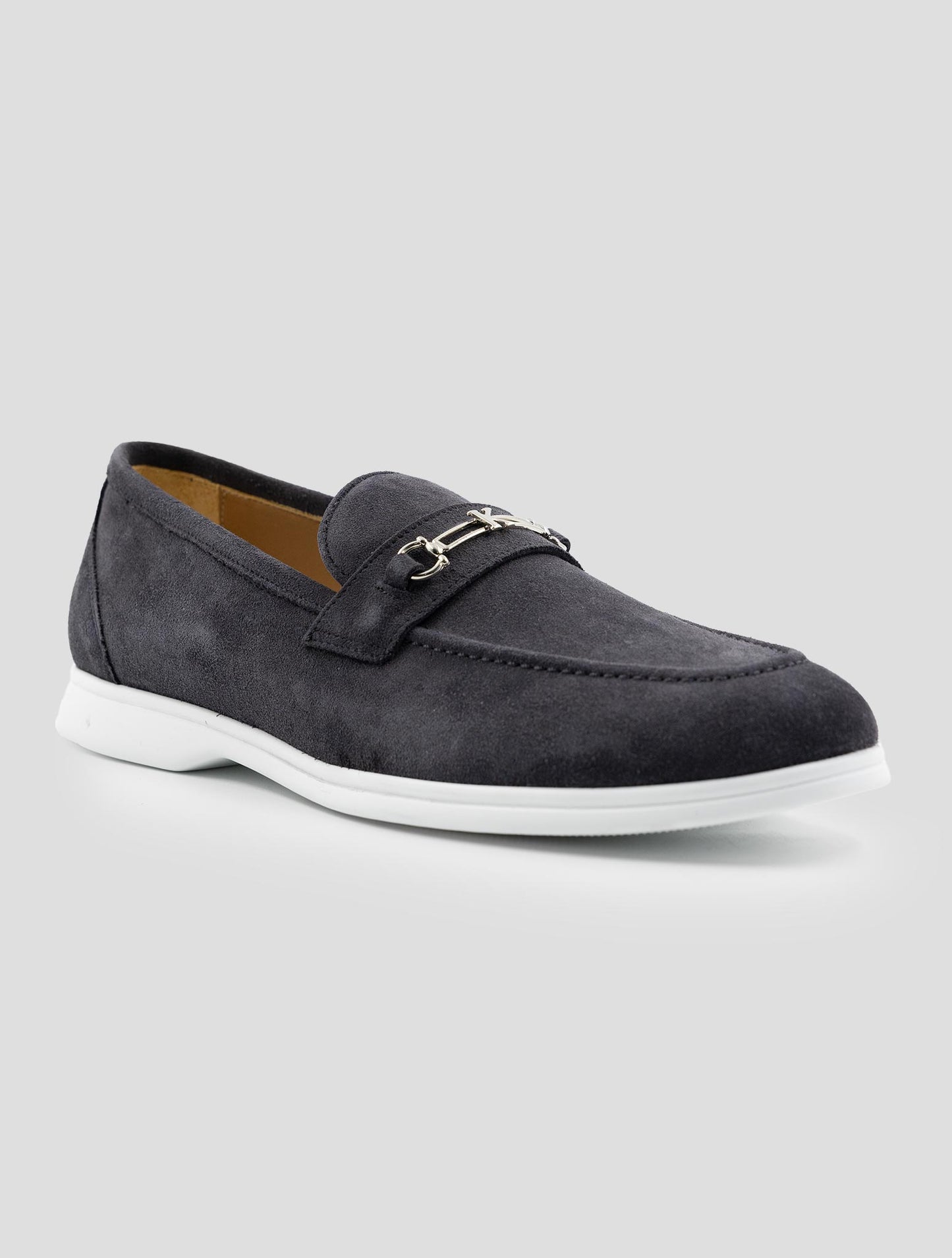 Kiton Gray Leather Suede Loafers